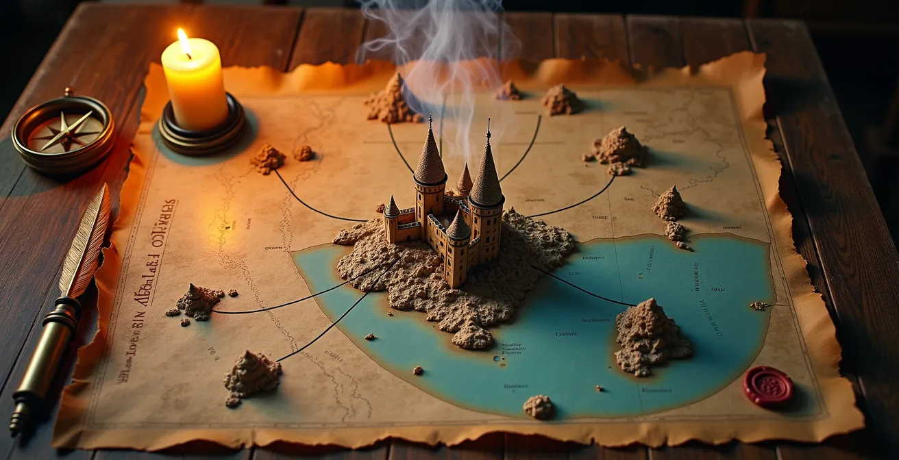 Historische Karte zeigt Signalkette der Wachtürme von Dragonera bis Formentor