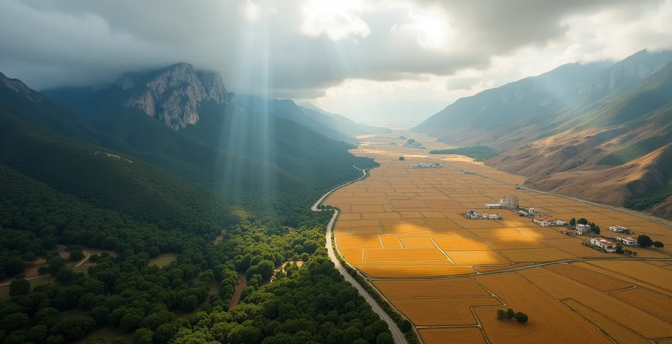 Luftaufnahme zeigt Wetterkontrast zwischen regnerischem Sóller-Tal und sonniger Campos-Ebene