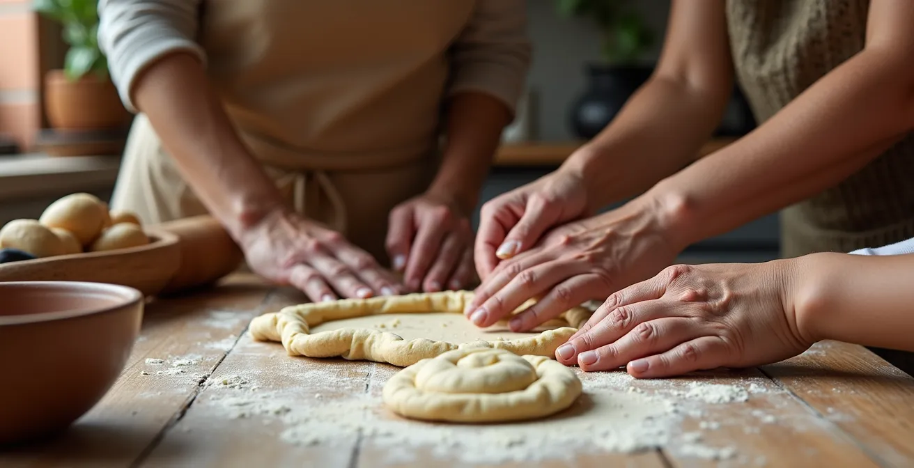 Familiäres Osterbacken von Panades in einer mallorquinischen Küche
