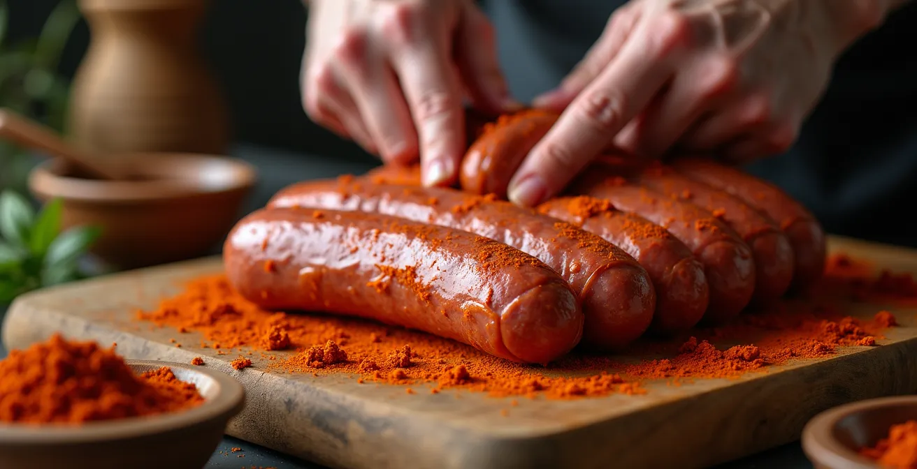 Traditionelle Wurstherstellung bei einer mallorquinischen Matances