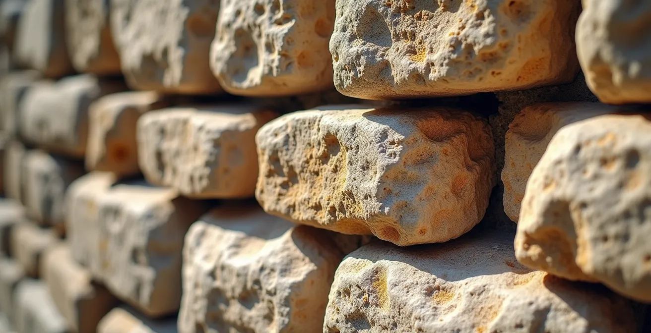 Nahaufnahme des talayotischen Zyklopenmauerwerks mit großen unregelmäßigen Steinen ohne Mörtel